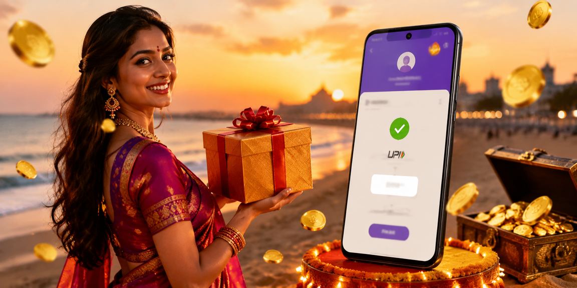 Indian woman using mobile payment apps for sports betting in Chennai