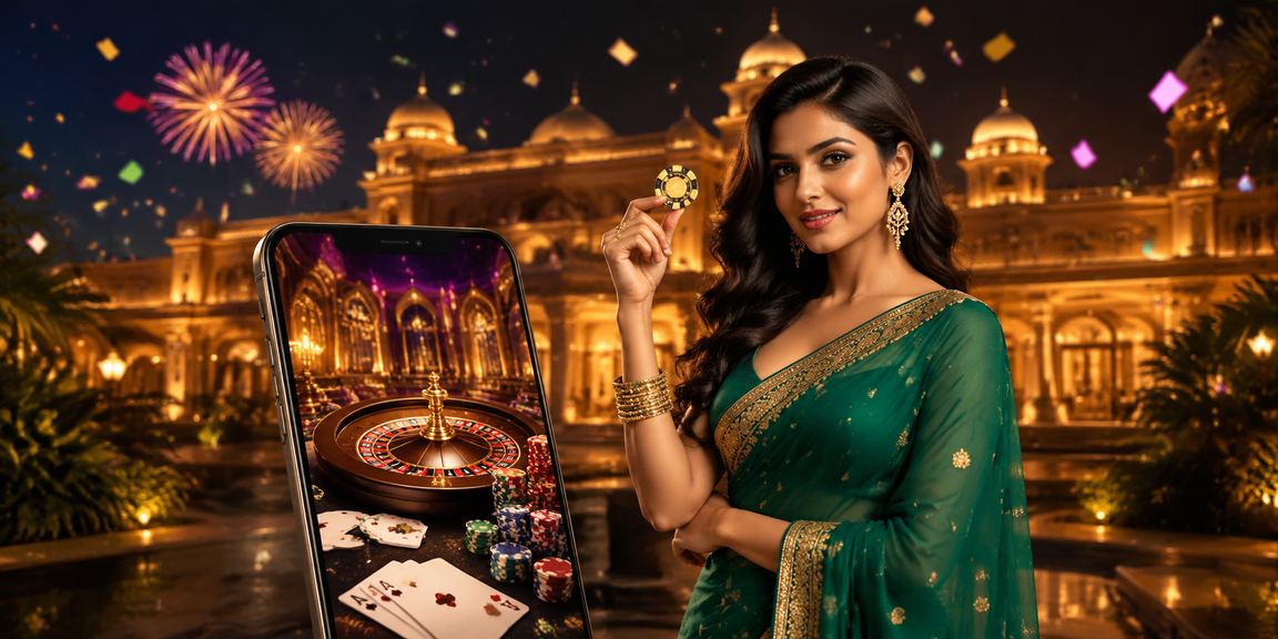 Indian young woman enjoying Teen Patti on mobile phone