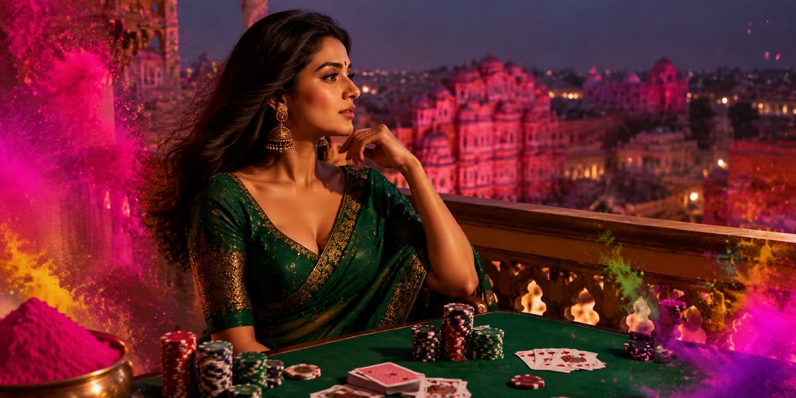 Indian player using mobile phone to play Teen Patti
